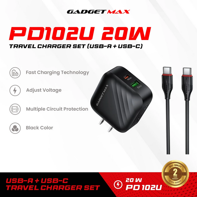 GADGET MAX - PD102U 20W PD Type- C Charger Set