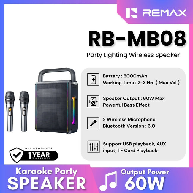 REMAX - RB-MB08 Lighting Party Bluetooth Wireless Speaker ( 60W )