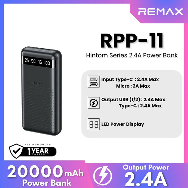 REMAX - RPP-11 Hintom Series 20000mAh Fast Charging Power Bank (2.4A)
