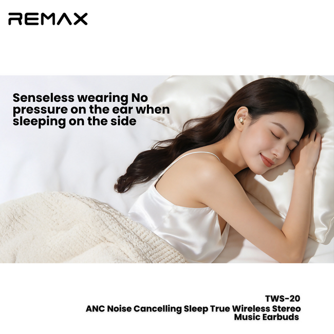 REMAX - TWS-20 ANC Noise Canceling Sleep True Wireless Stereo Music Talking Wireless Earbuds