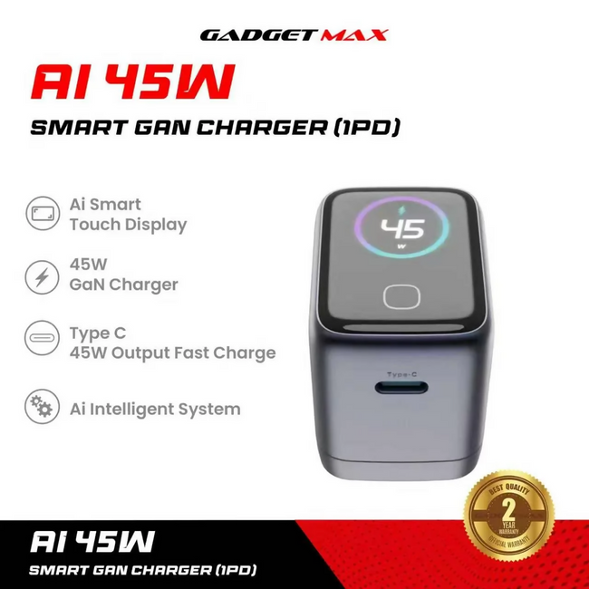 GADGET MAX - AI 45W (1PD) Smart GAN Charger