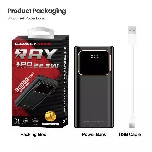 GADGET MAX RAY PD Series 30000mAh PD+QC Fast Charging Power Bank(PD 20W+QC 22.5W)