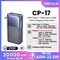 REMAX - CP-17 20000mAh Type-C Telescopic Wall Plug Fast Charging Cabled Power Bank ( PD65W )