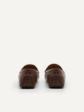 PEDRO Men Leather Buckle Moccasins - Brown