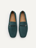 PEDRO Leather Metal Bit Moccasins - Teal