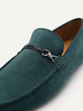 PEDRO Leather Metal Bit Moccasins - Teal