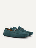 PEDRO Leather Metal Bit Moccasins - Teal