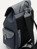 PEDRO Men Multi Compart Backpack with Synthetic Leather Lining - Navy