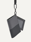 PEDRO Leather Poly Texture Card Holder with Lanyard - Grey