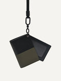 PEDRO Leather Poly Texture Card Holder with Lanyard - Military Green