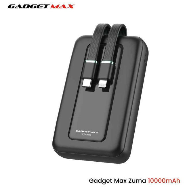 GADGET MAX - ZUMA 10000mAh PD+QC Built-In Cable Fast Charging Power Bank (20W+22.5W)