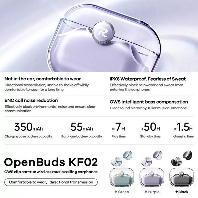 REMAX - KF02 OWS Clip-On Bluetooth Wireless Earbuds