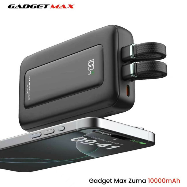 GADGET MAX - ZUMA 10000mAh PD+QC Built-In Cable Fast Charging Power Bank (20W+22.5W)