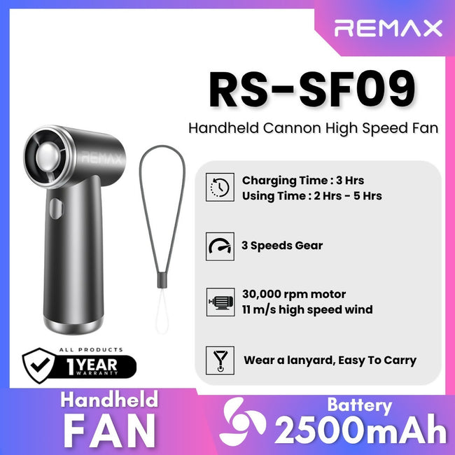 REMAX - RS-SF09 Handheld Cannon High Speed Fan (2500mAh)