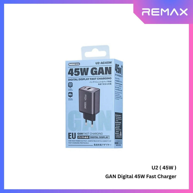 REMAX - U2 45W GAN Digital Fast Charger ( PD+QC )