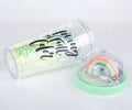1NOM Double-layer Lid Rainbow Glitter Tumbler with Straw - Green