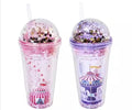 1NOM Sakura Amusement Park Double-layer Lid Tumbler with Straw - 480ml - Red