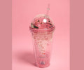 1NOM Sakura Amusement Park Double-layer Lid Tumbler with Straw - 480ml - Red