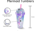 1NOM Double-layer Mermaid Tumbler with Fishtail Straw