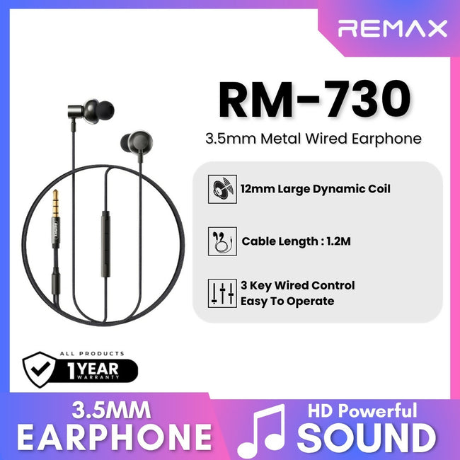 REMAX - RM-730 3.5mm Metal Wired Earphone