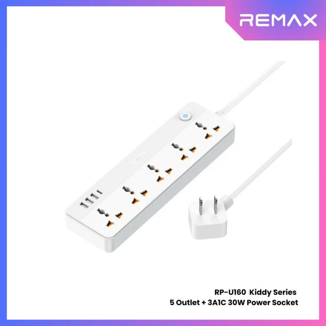 REMAX - RP-U160 Kiddy Series 5-Outlet Power Socket(30W 3A1C)
