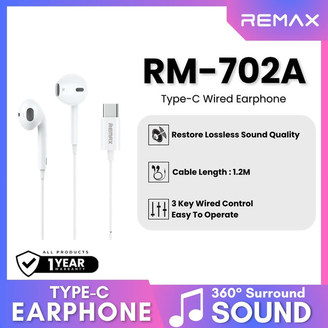 REMAX - RM-702A Type-C Wired Earphone