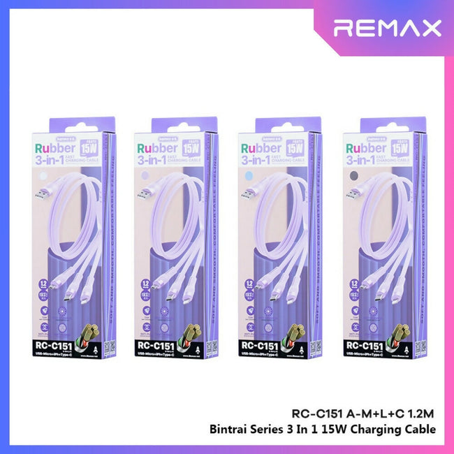 REMAX - RC-C151 Bintrai Series 3 In 1 Fast Charging Data Cable ( 15W )