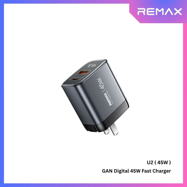 REMAX - U2 45W GAN Digital Fast Charger ( PD+QC )