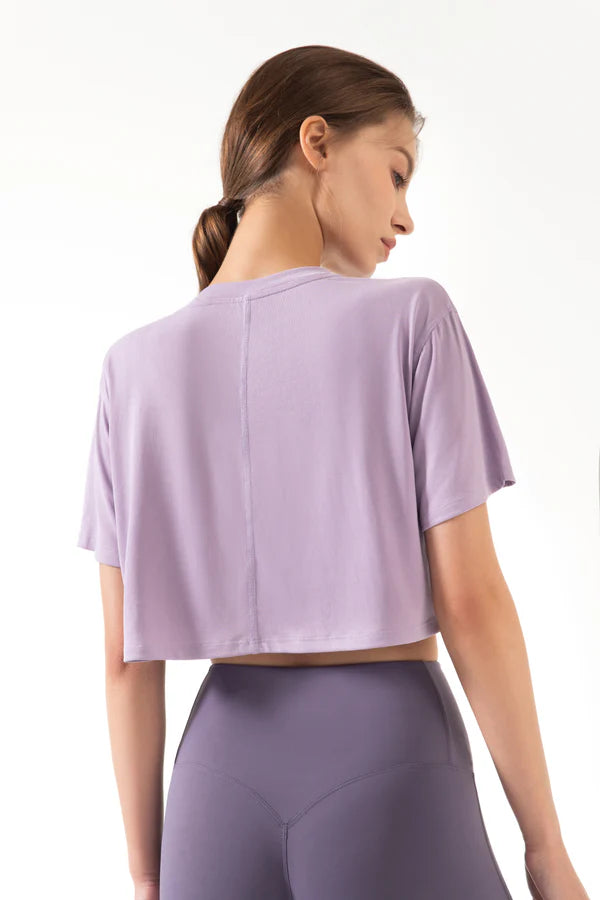 Activa Women Modal-Blend Short-Sleeved Cropped Shirt YJDS67LU