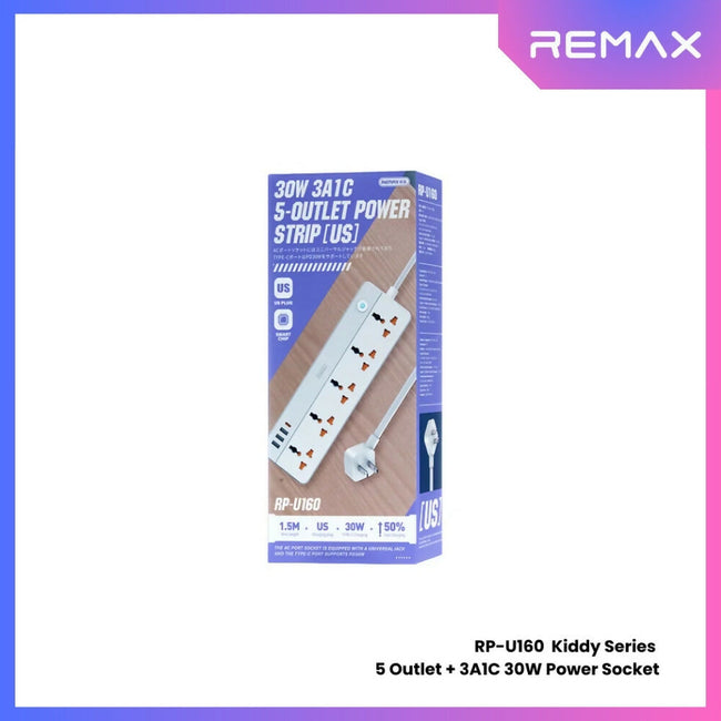 REMAX - RP-U160 Kiddy Series 5-Outlet Power Socket(30W 3A1C)