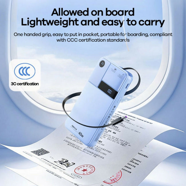 REMAX - FP-123 10000mAh RuiJie 40W Self Type-C Cable Retractable Fast Charging Power Bank