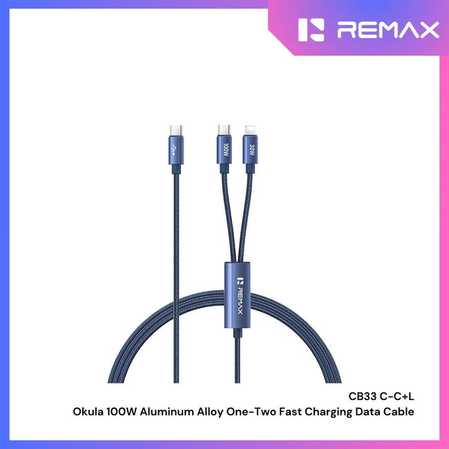 REMAX - CB33 C-C+L Okula 100W One-Two Fast Charging Data Cable (Type-C 100W+Lightning 30W)