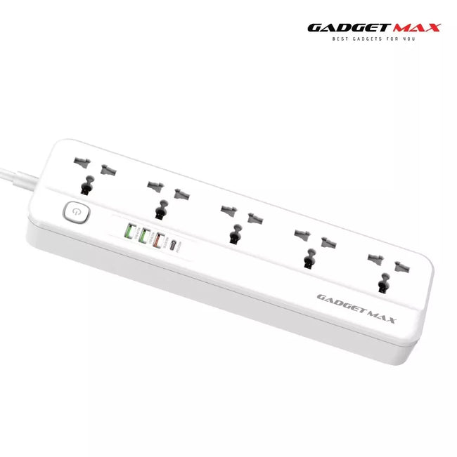 GADGET MAX - GMSC04 2500W PD+QC Fast Charging Power Socket (5AC/3USB/1 Type-C )