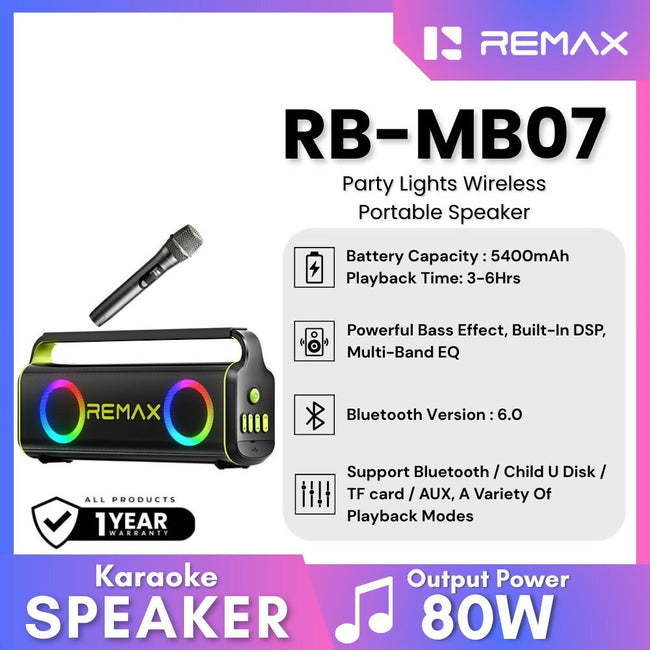 REMAX - RB-MB07 Lighting Party Bluetooth Wireless Speaker ( 80W )