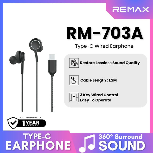 REMAX - RM-703A Type-C Wired Earphone