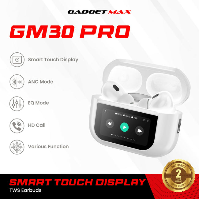 GADGET MAX GM30 Pro Smart Touch Display Bluetooth Wireless Earbuds