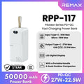 REMAX RPP-117 Piloteer Series 50000mAh PD+QC Fast Charging Power Bank(PD 27W+QC 22.5W)