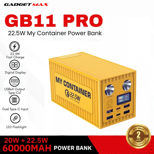 GADGET MAX GB11 Pro My Container Series 60000mAh PD+QC Fast Charging Power Bank(PD 20W+QC 22.5W)