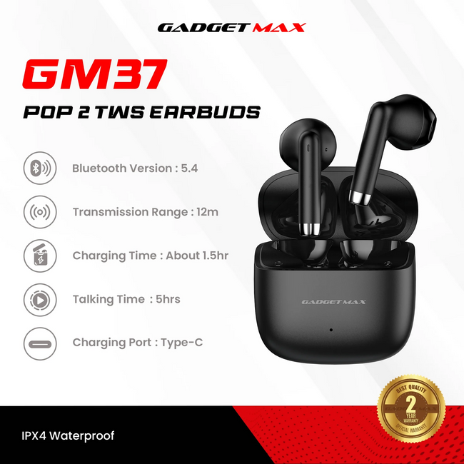GADGET MAX - GM37 Pop 2 Wireless Bluetooth Earbuds