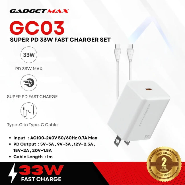 GADGET MAX - GC03 Super PD 33W Fast Charger Set