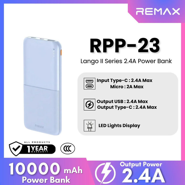 REMAX RPP-23 Lango 2 Series 10000mAh Fast Charging Power Bank(2.4A)