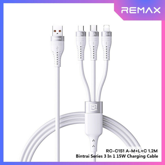REMAX - RC-C151 Bintrai Series 3 In 1 Fast Charging Data Cable ( 15W )