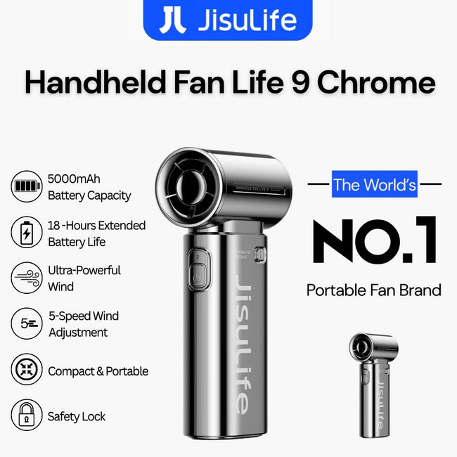 Jisulife - Handheld Fan Life 9 ( 5000mAh ) - Chrome Edition
