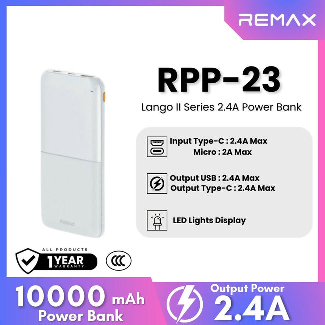 REMAX RPP-23 Lango 2 Series 10000mAh Fast Charging Power Bank(2.4A)