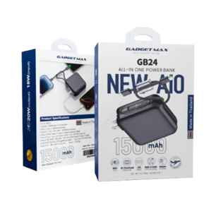 GADGET MAX GB24 AIO Pro Series 15000mAh All-in-One Fast Charging Cable Power Bank