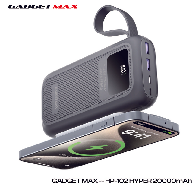 GADGET MAX - HP-102 20000mAh Hyper PD+QC Fast Charging Power Bank (20W+22.5W)