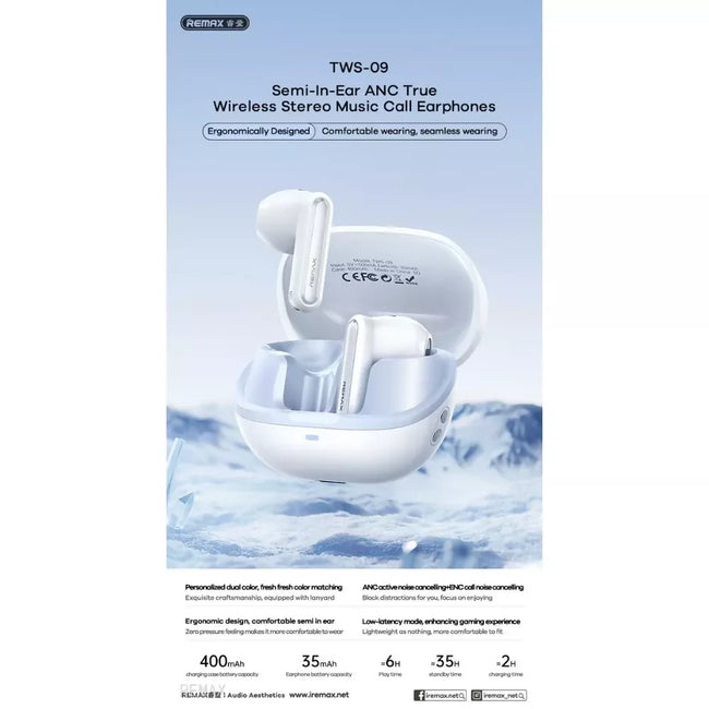 REMAX - TWS-09 ANC+ENC Stereo Bluetooth Wireless Earbuds