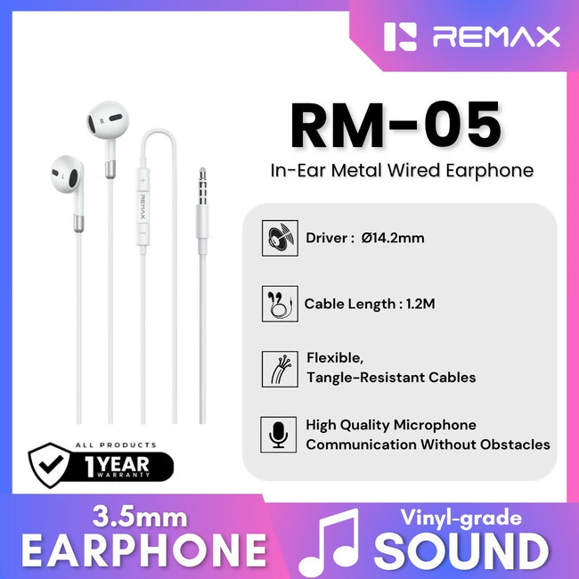 REMAX - RM-05 3.5mm In-Ear Metal Wired Headphones