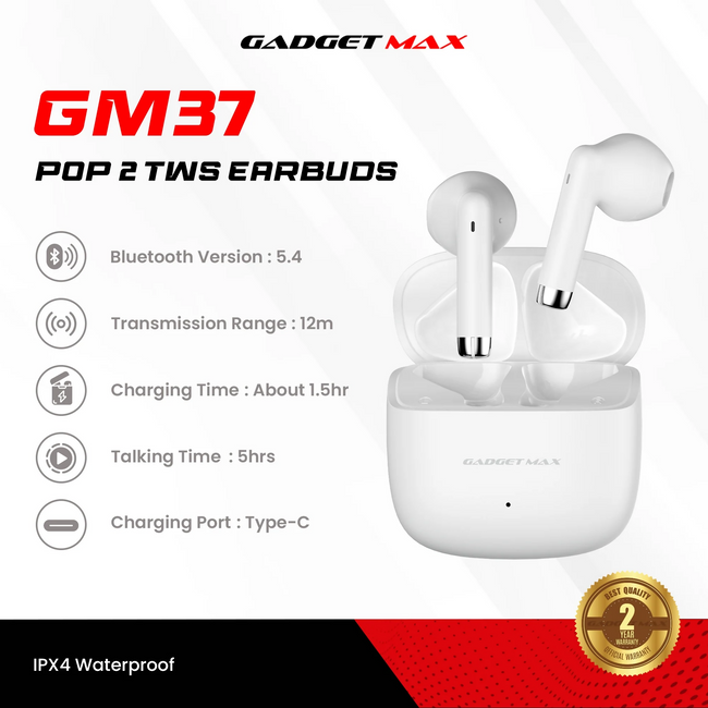 GADGET MAX - GM37 Pop 2 Wireless Bluetooth Earbuds