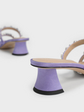 CHARLES & KEITH Gem-Encrusted Sculptural Heel Mules Purple